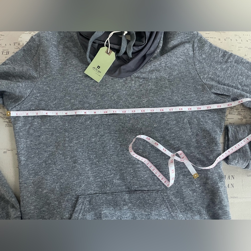NWT Jetlag Grey Melange Cowl Neck Hoody Pullover L - Picture 12 of 13